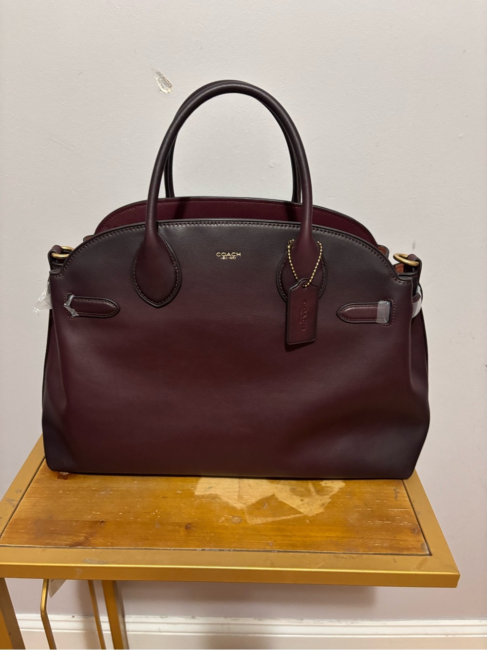 COACH Burgundy Leather Satchel Handbag empire 40